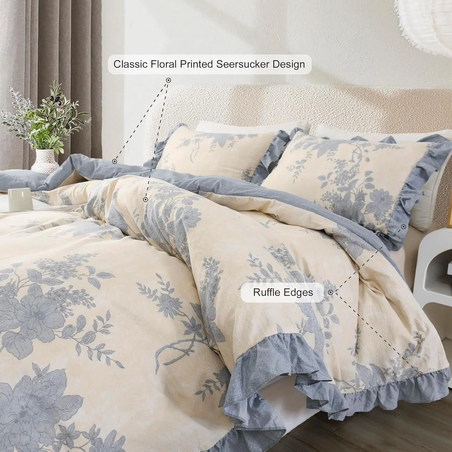Oli Anderson Ruffle Flowers Floral Comforter Set - 3 Piece / 5 Piece