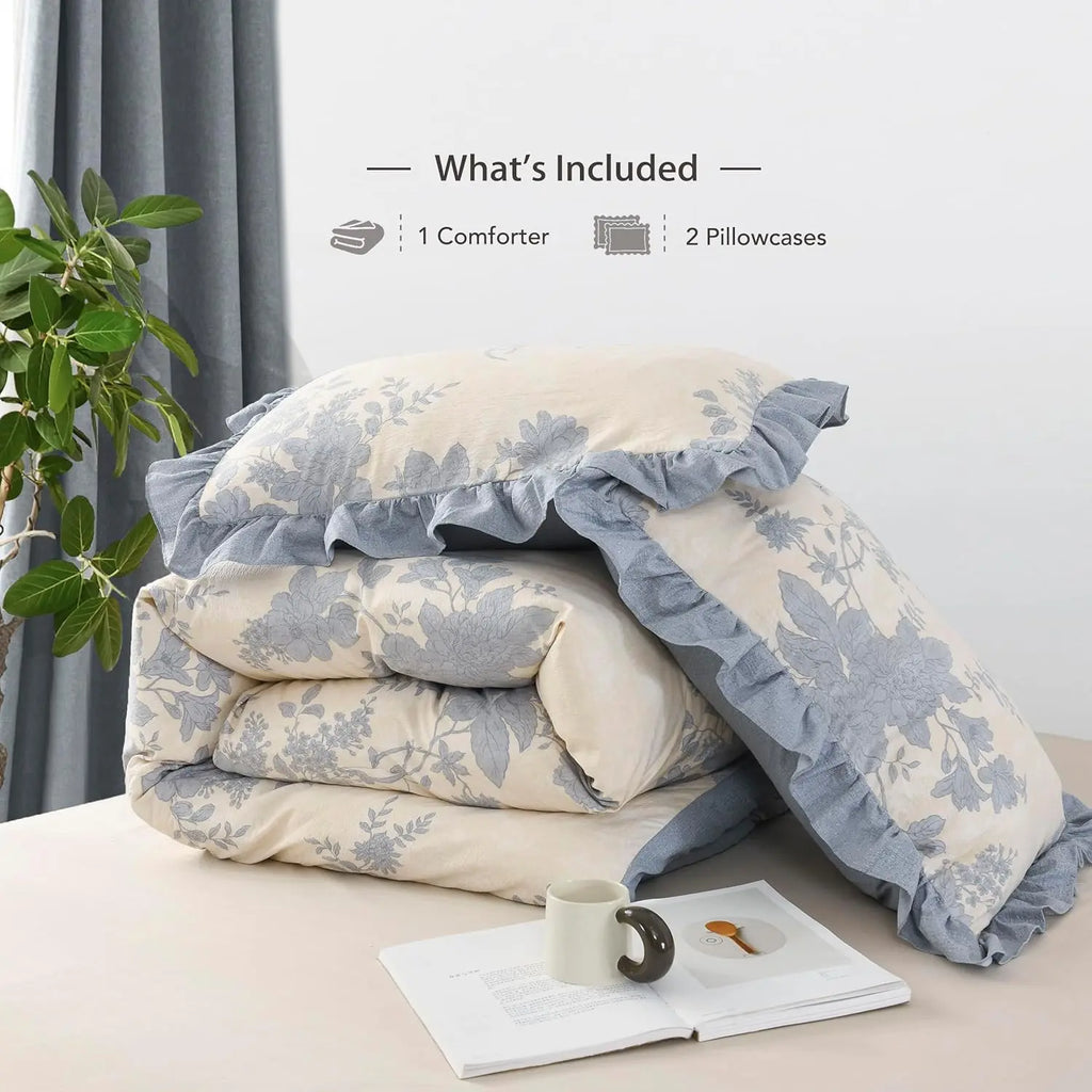 Oli Anderson Ruffle Flowers Floral Comforter Set - 3 Piece / 5 Piece