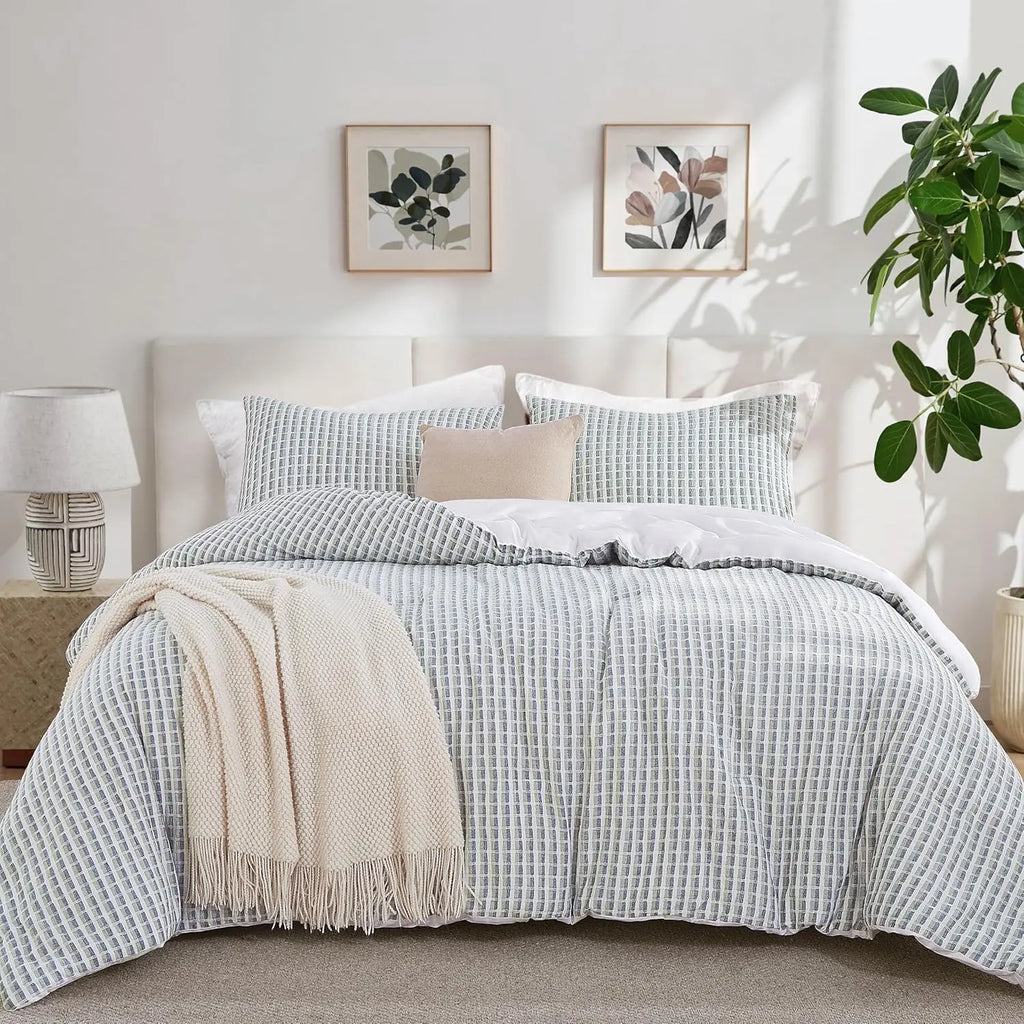 Oli Anderson 100% Cotton Waffle Comforter Set - 3 Piece