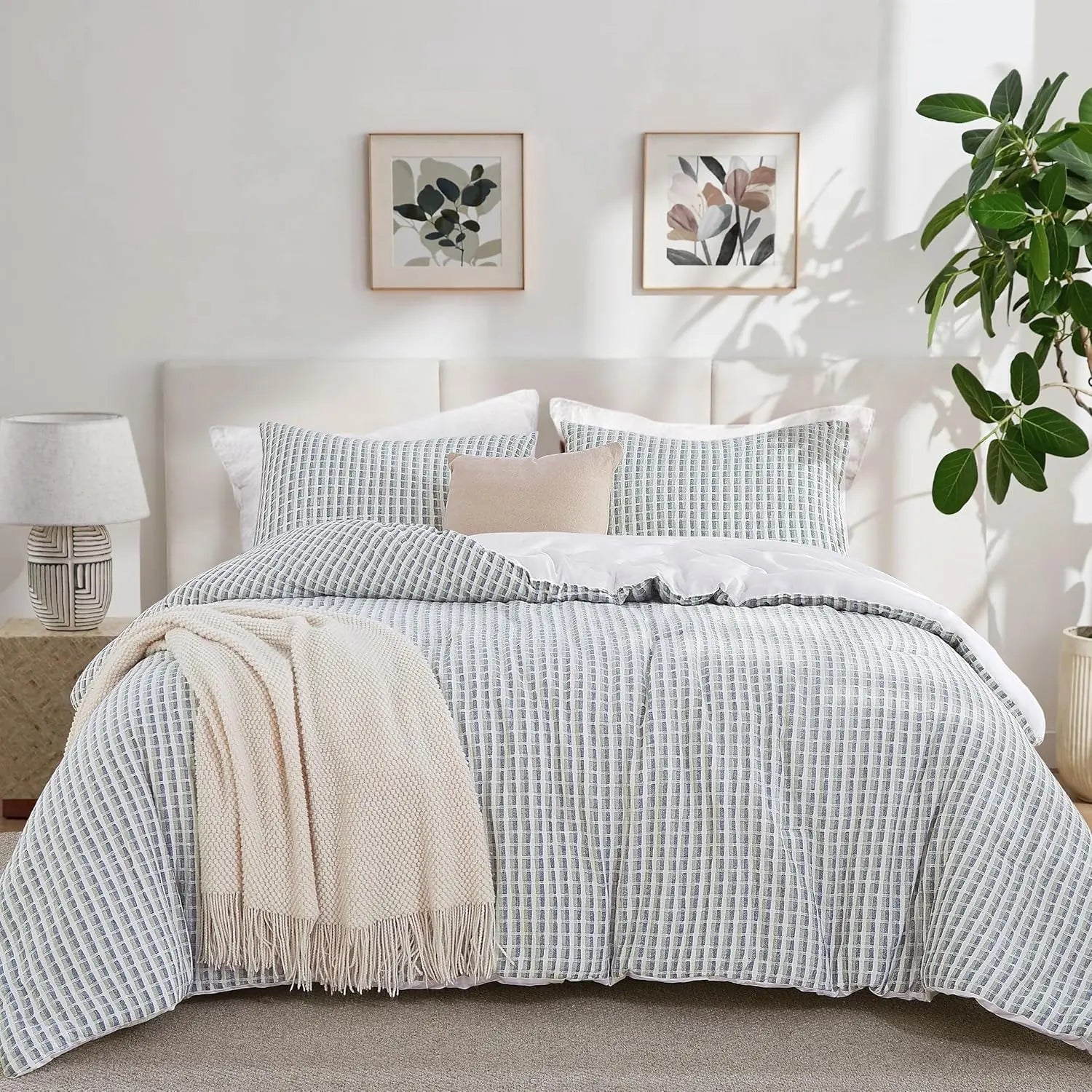 Oli Anderson 100% Cotton Waffle Comforter Set - 3 Piece