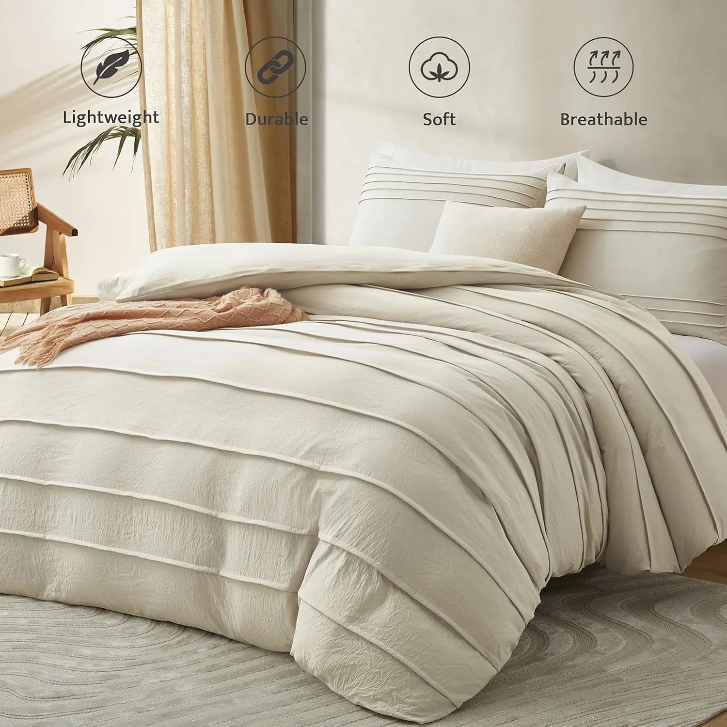 Oli Anderson Pleated Duvet Cover - 3 Piece Set