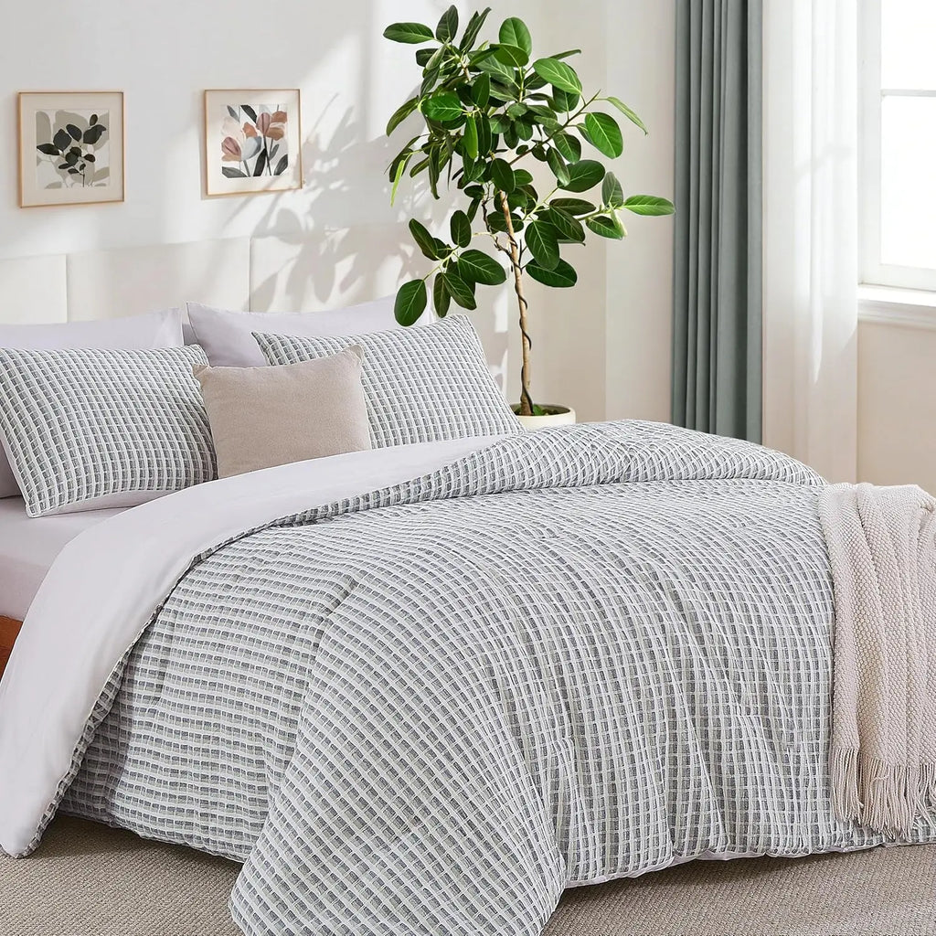 Oli Anderson 100% Cotton Waffle Comforter Set - 3 Piece