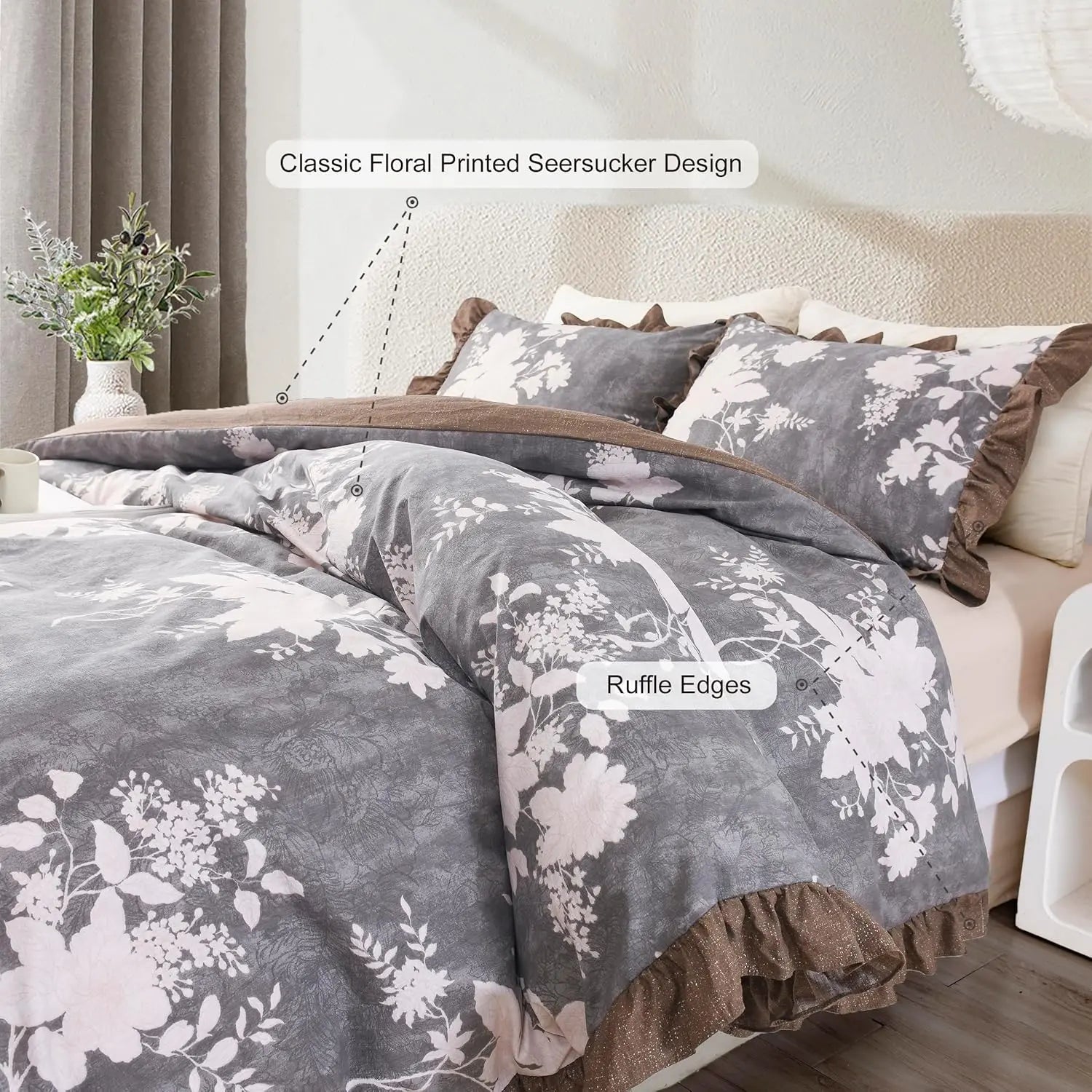 Oli Anderson Ruffle Flowers Floral Comforter Set - 3 Piece / 5 Piece