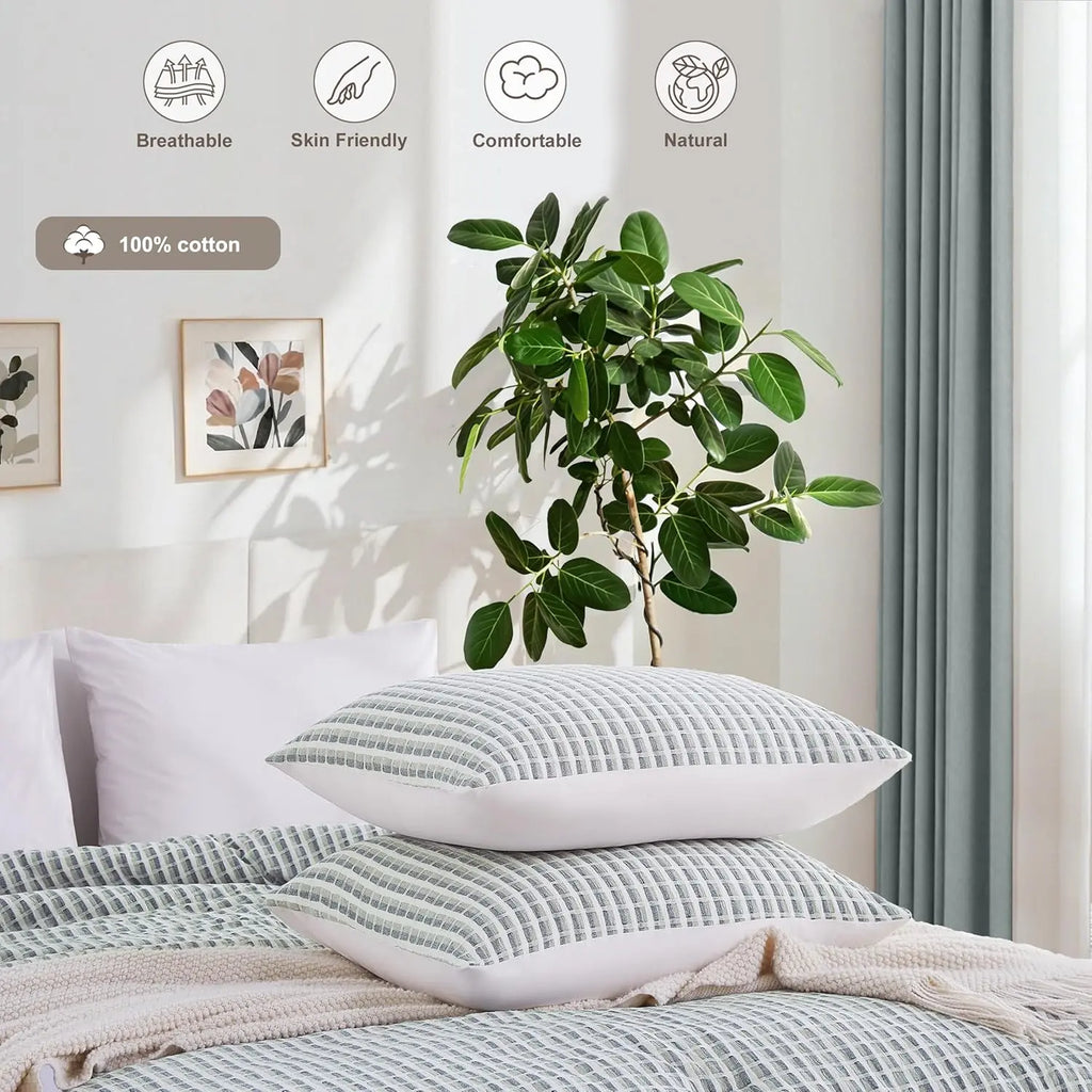 Oli Anderson 100% Cotton Waffle Comforter Set - 3 Piece