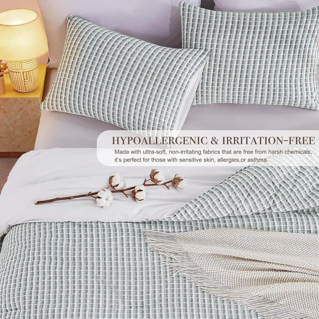 Oli Anderson 100% Cotton Waffle Comforter Set - 3 Piece