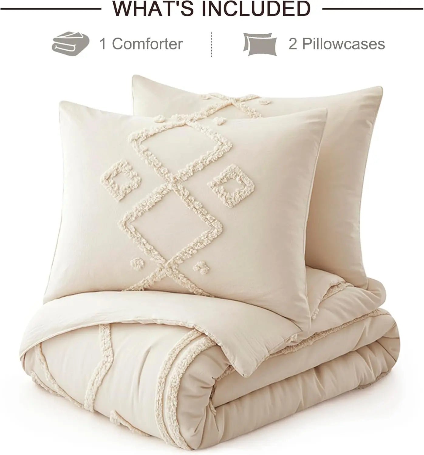 Oli Anderson Tufted Boho Fluffy Comforter Set - 3 Piece