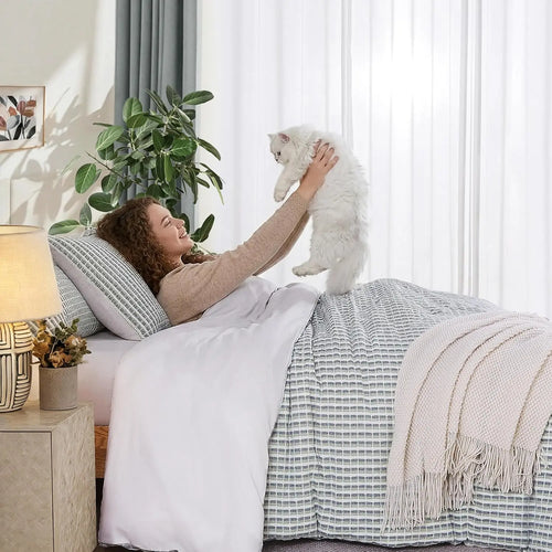 Oli Anderson 100% Cotton Waffle Comforter Set - 3 Piece