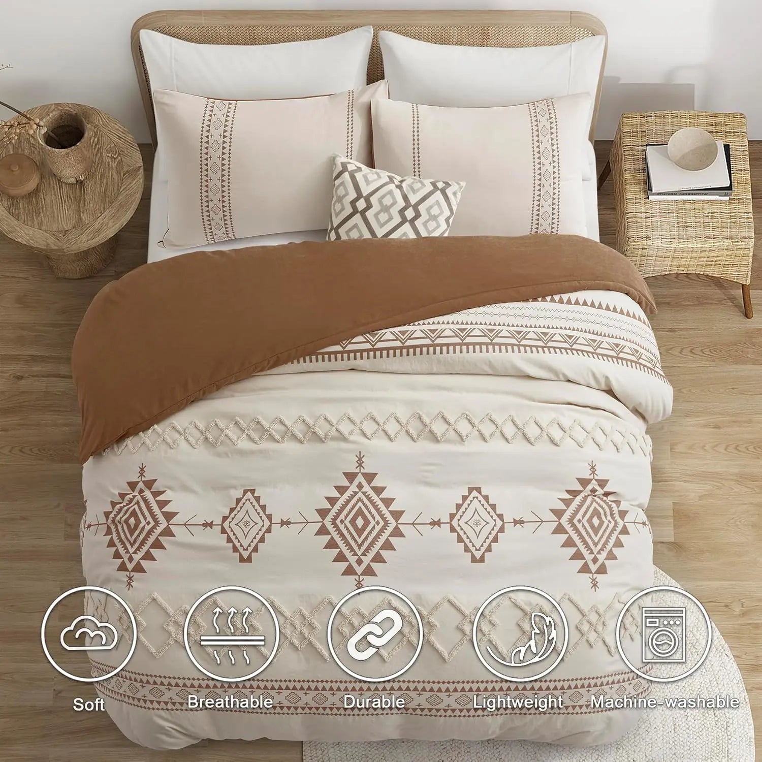 Oli Anderson Boho Tufted Duvet Cover - 3 Piece Set