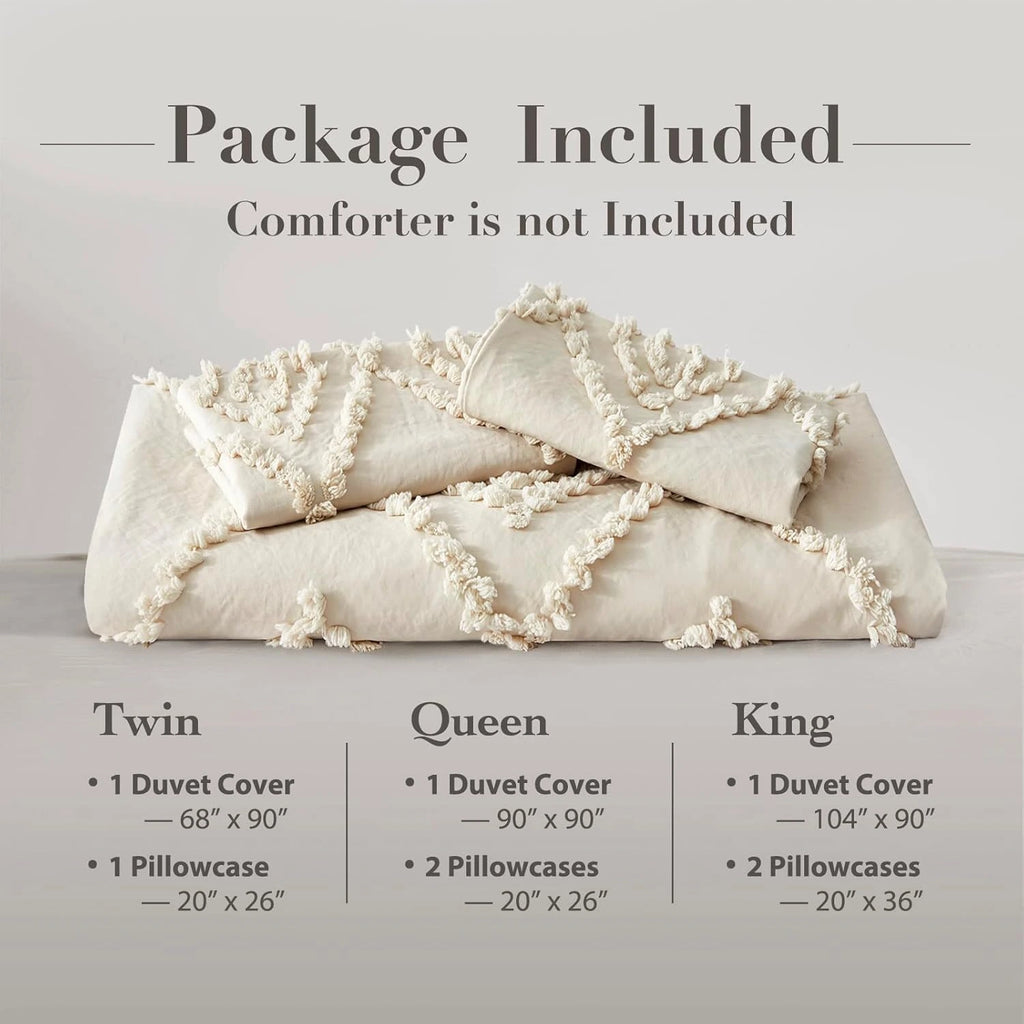 Oli Anderson Tufted Boho Embroidery Duvet Cover Set - 3 Piece