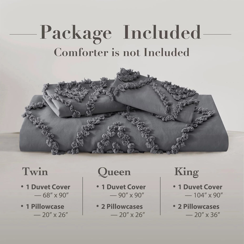 Oli Anderson Tufted Boho Embroidery Duvet Cover Set - 3 Piece