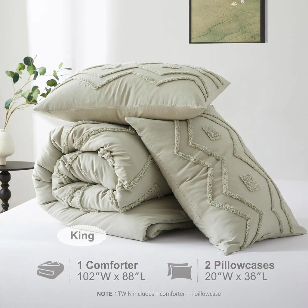 Oli Anderson Boho Tufted Jacquard Comforter Set - 3 Piece