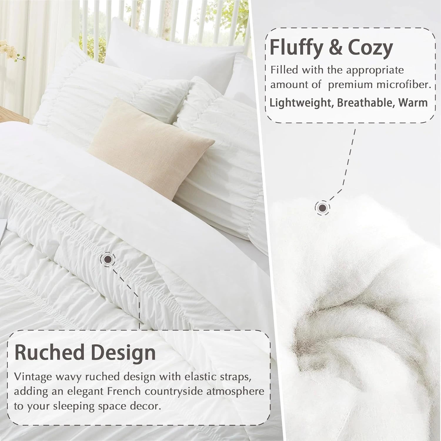 Oli Anderson Ruched Fluffy Comforter Set - 5 Piece