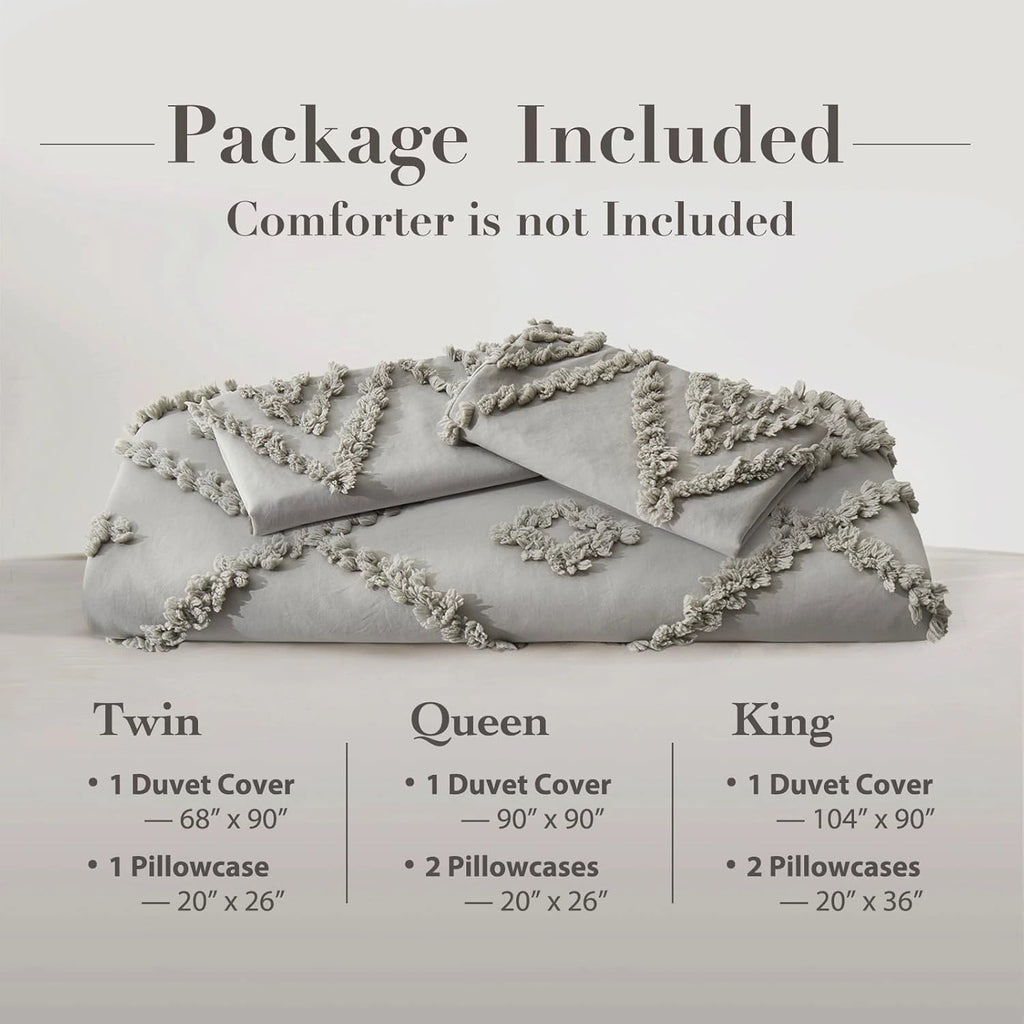Oli Anderson Tufted Boho Embroidery Duvet Cover Set - 3 Piece