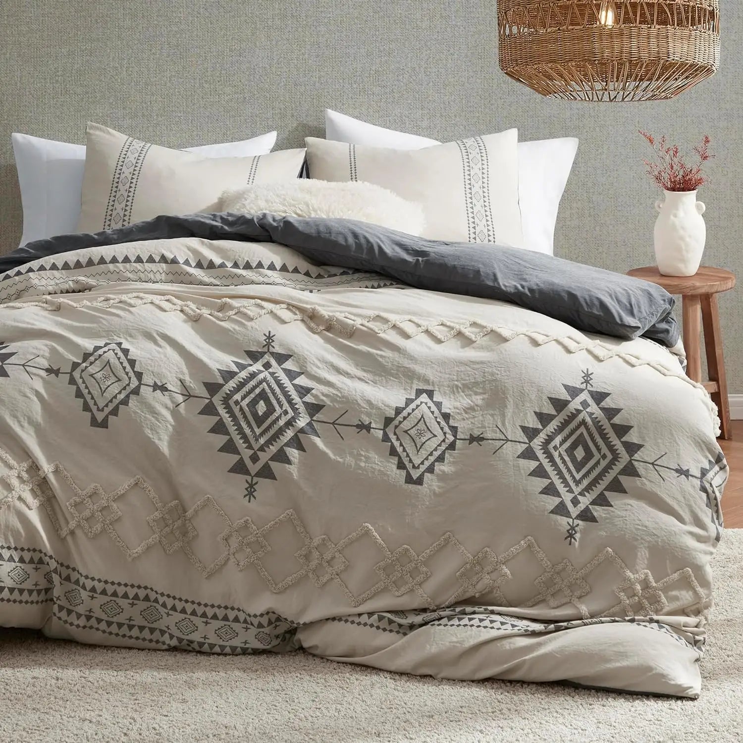 Oli Anderson Boho Tufted Duvet Cover - 3 Piece Set
