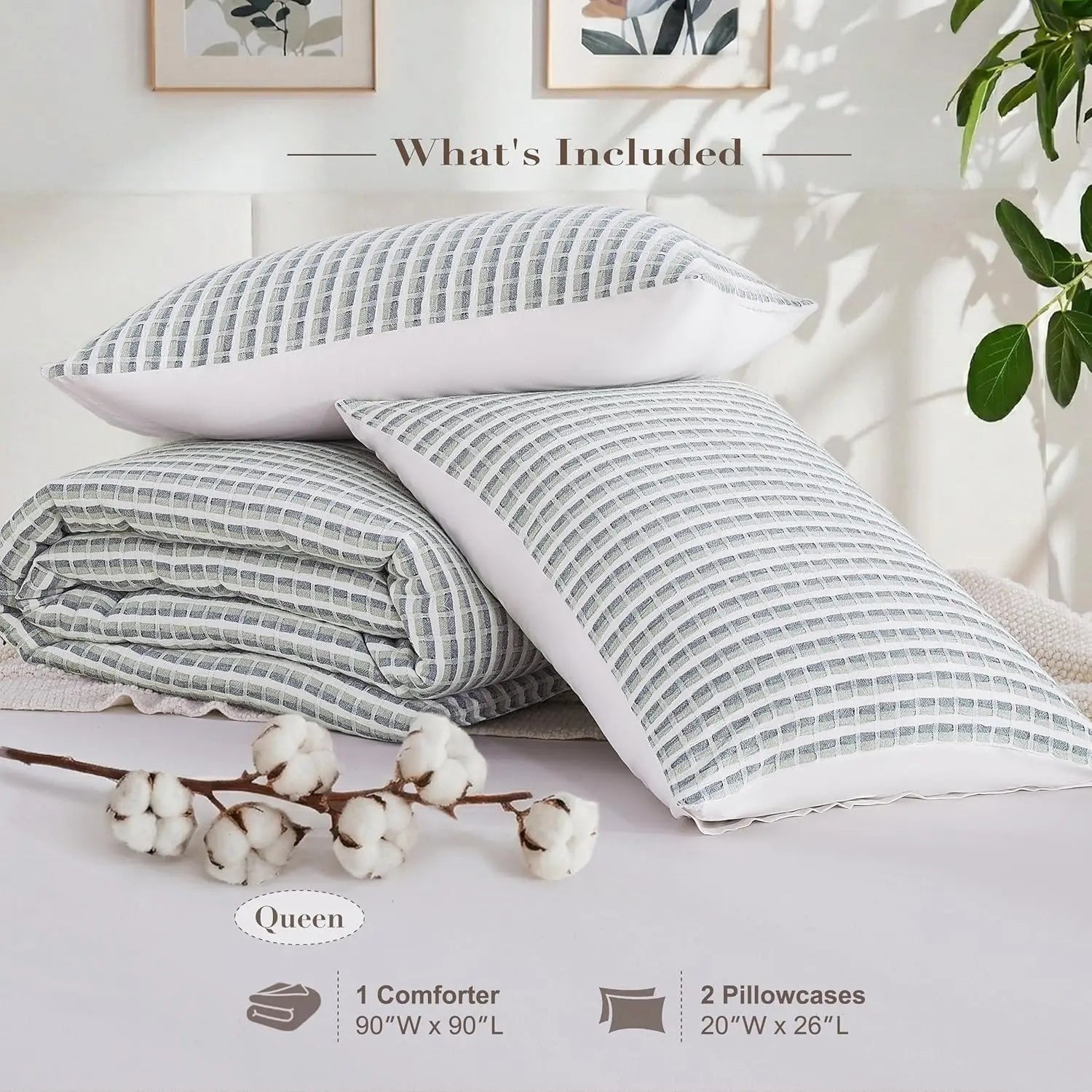 Oli Anderson 100% Cotton Waffle Comforter Set - 3 Piece