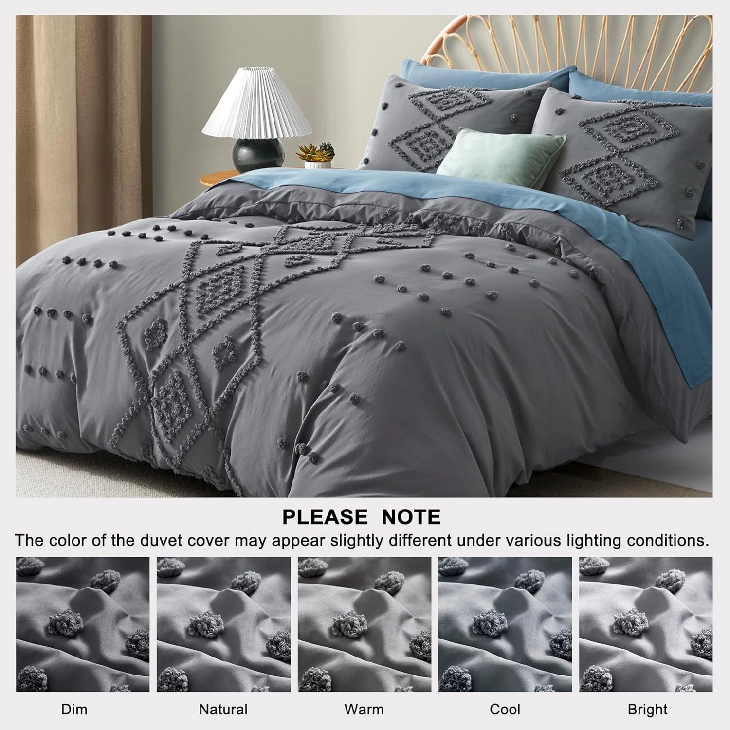 Oli Anderson Tufted Boho Embroidery Duvet Cover Set - 3 Piece
