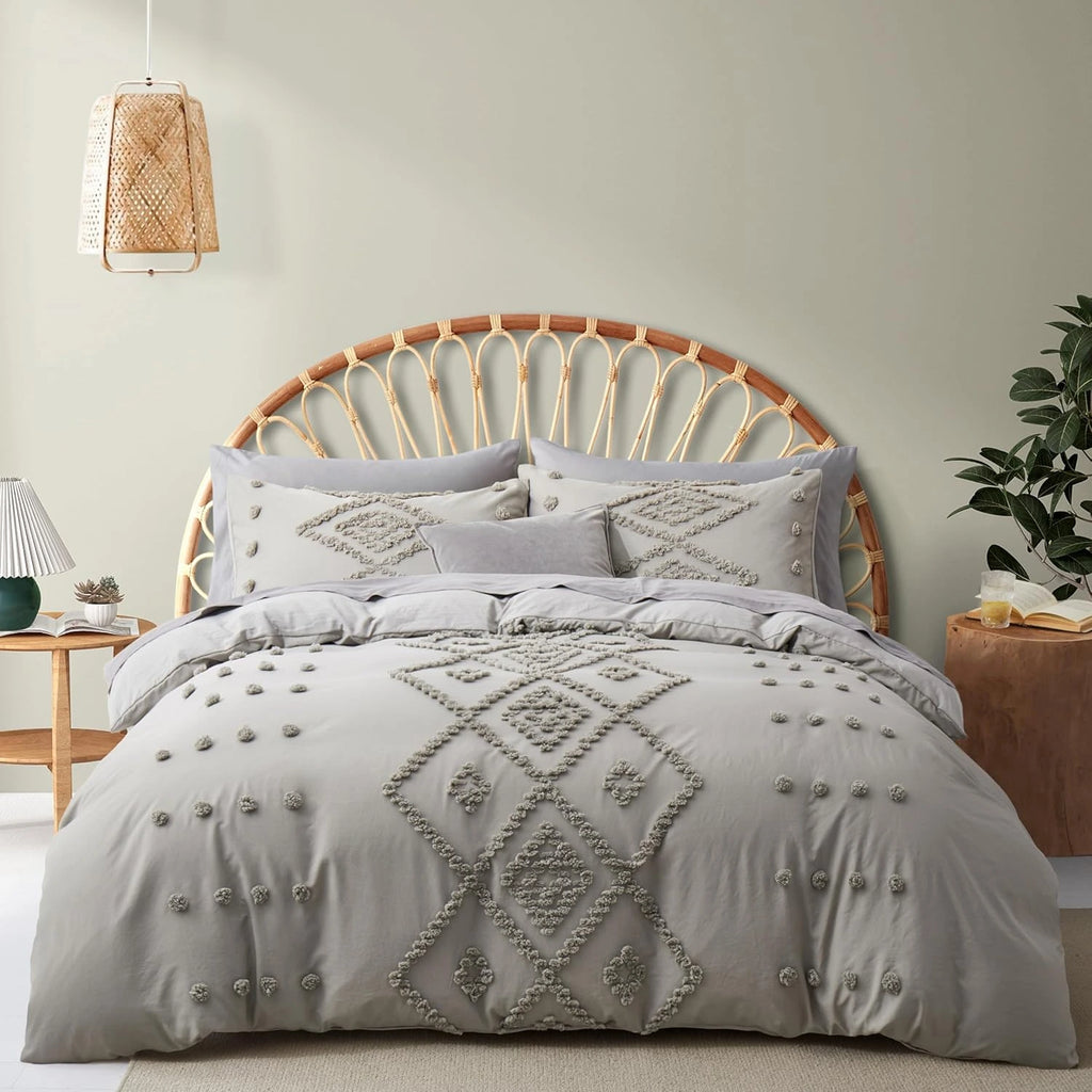Oli Anderson Tufted Boho Embroidery Duvet Cover Set - 3 Piece