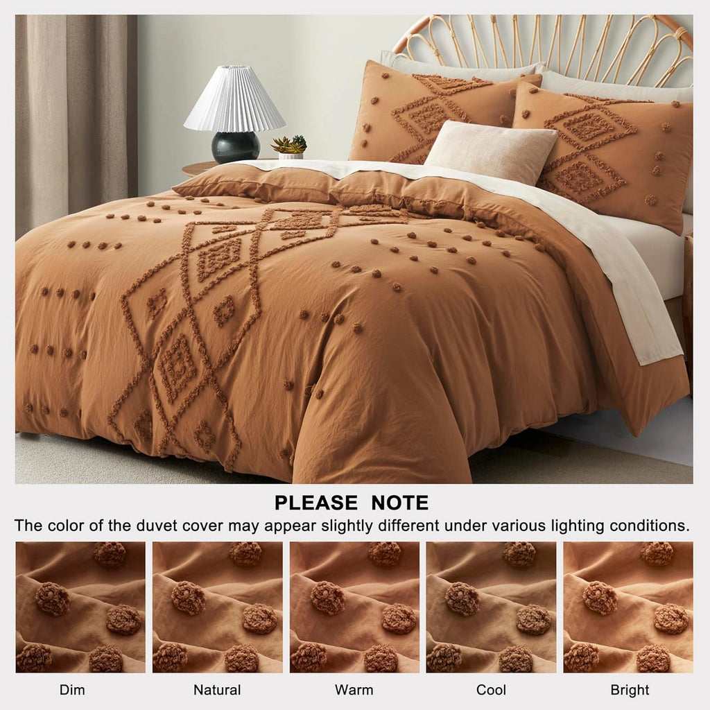 Oli Anderson Tufted Boho Embroidery Duvet Cover Set - 3 Piece