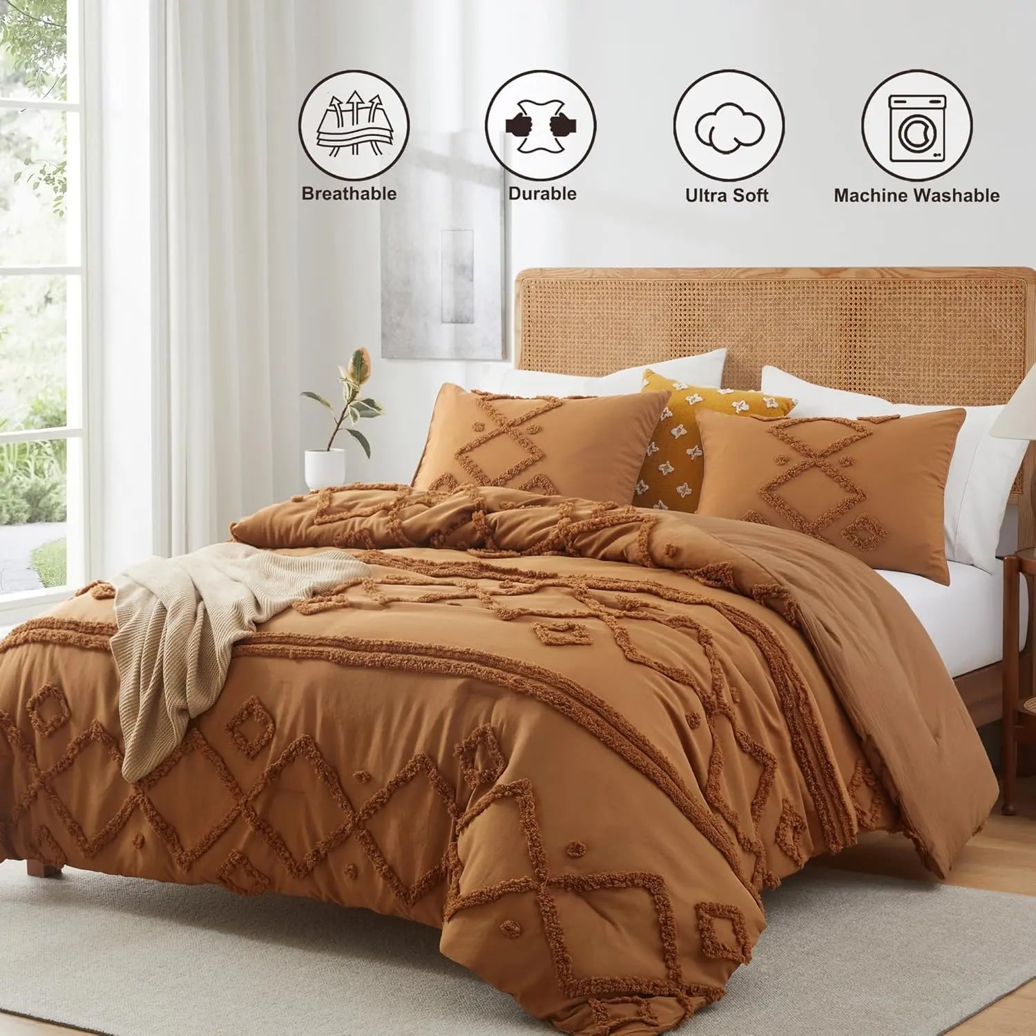 Oli Anderson Tufted Boho Fluffy Comforter Set - 3 Piece