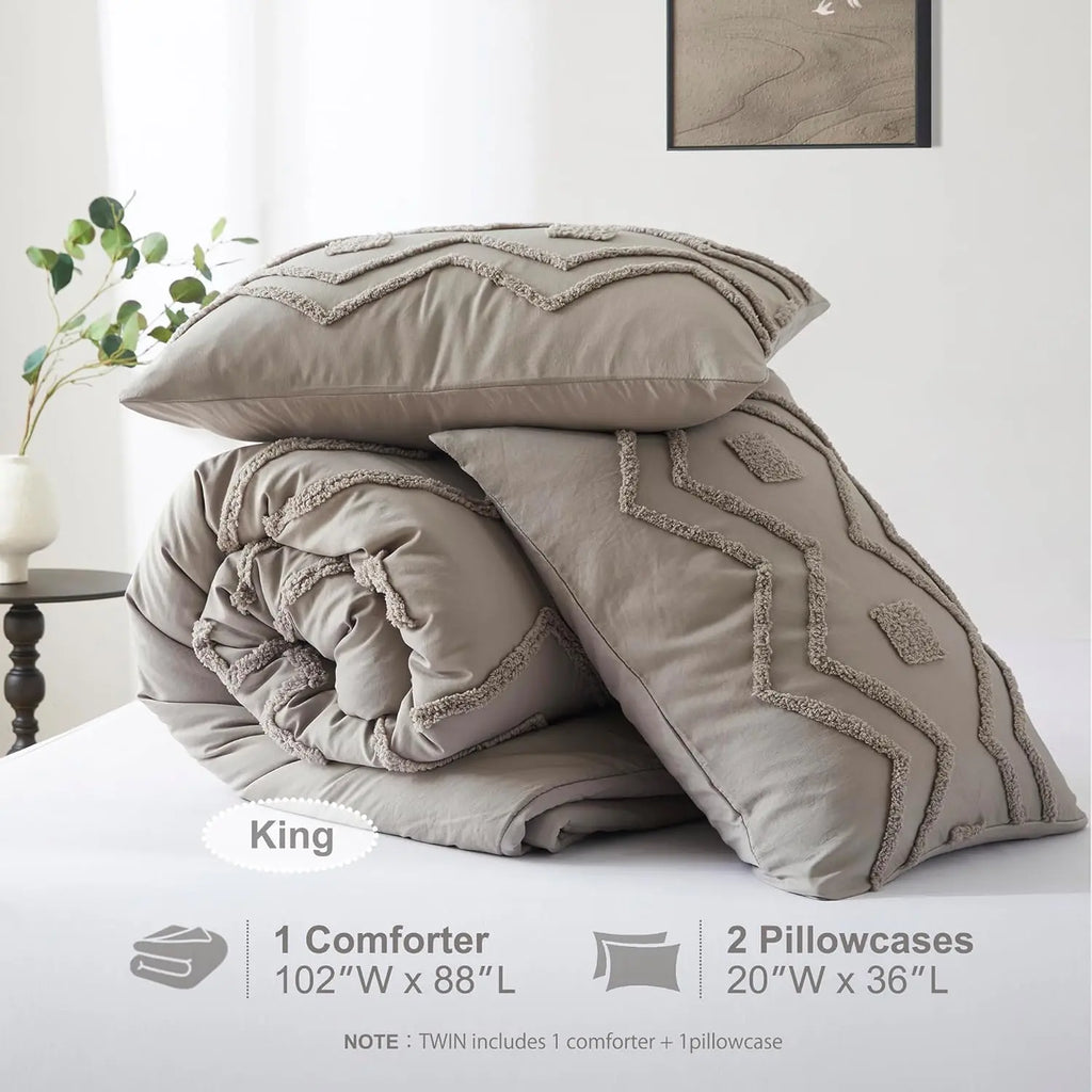 Oli Anderson Boho Tufted Jacquard Comforter Set - 3 Piece