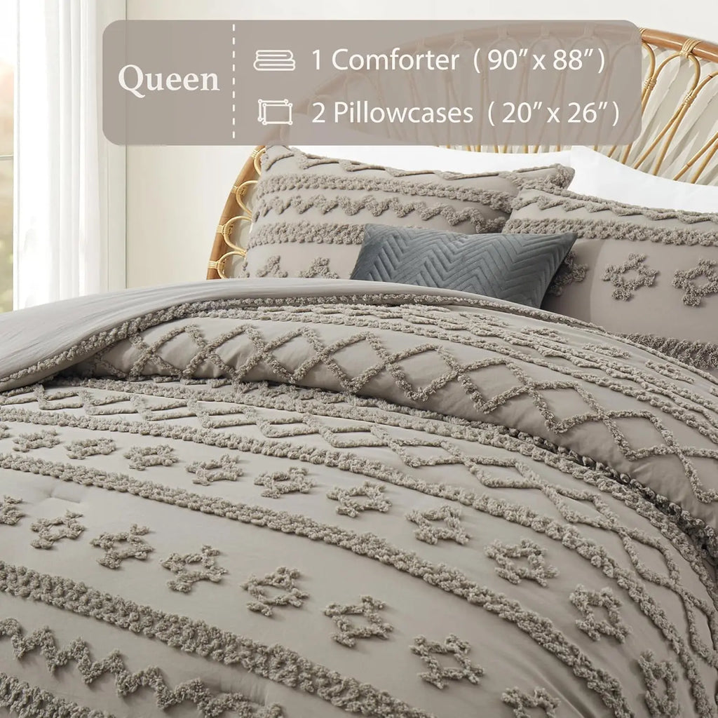 Oli Anderson Tufted Boho Fluffy Comforter Set - 3 Piece