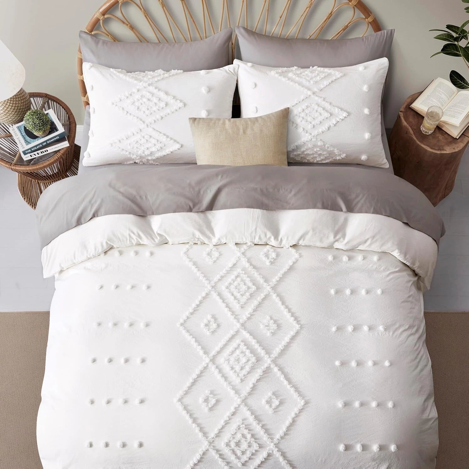 Oli Anderson Tufted Boho Embroidery Duvet Cover Set - 3 Piece