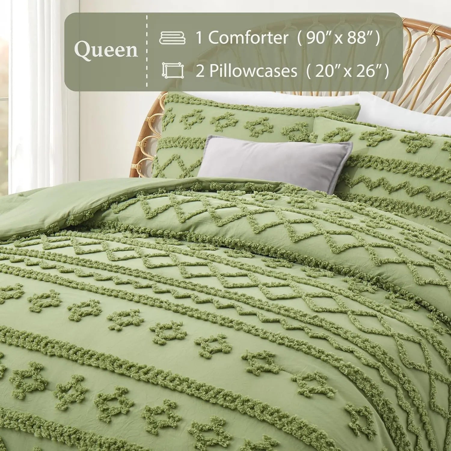 Oli Anderson Tufted Boho Fluffy Comforter Set - 3 Piece