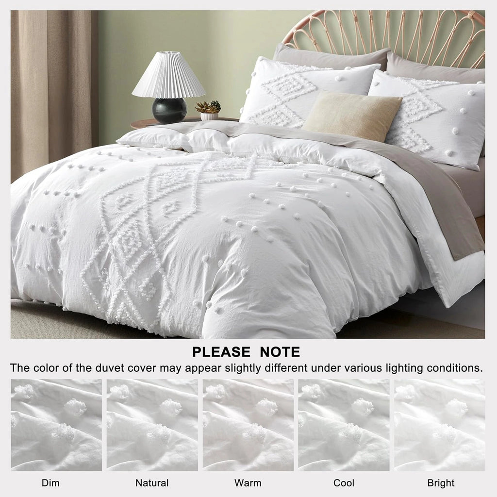 Oli Anderson Tufted Boho Embroidery Duvet Cover Set - 3 Piece