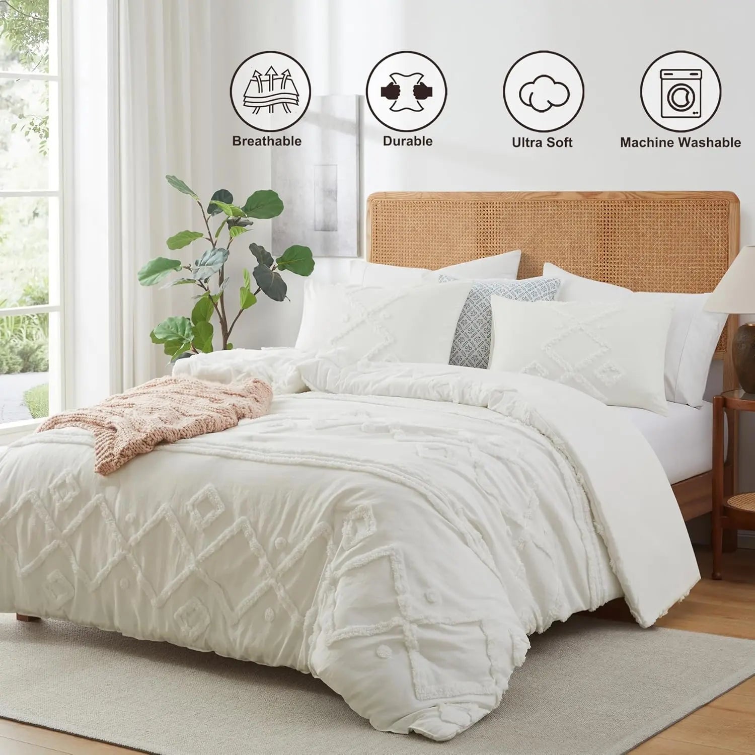 Oli Anderson Tufted Boho Fluffy Comforter Set - 3 Piece