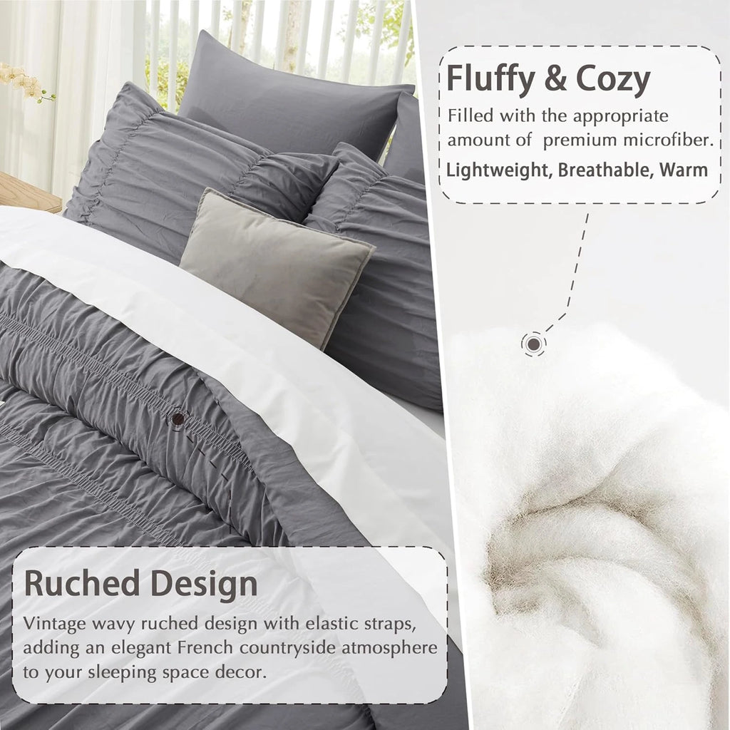 Oli Anderson Ruched Fluffy Comforter Set - 5 Piece