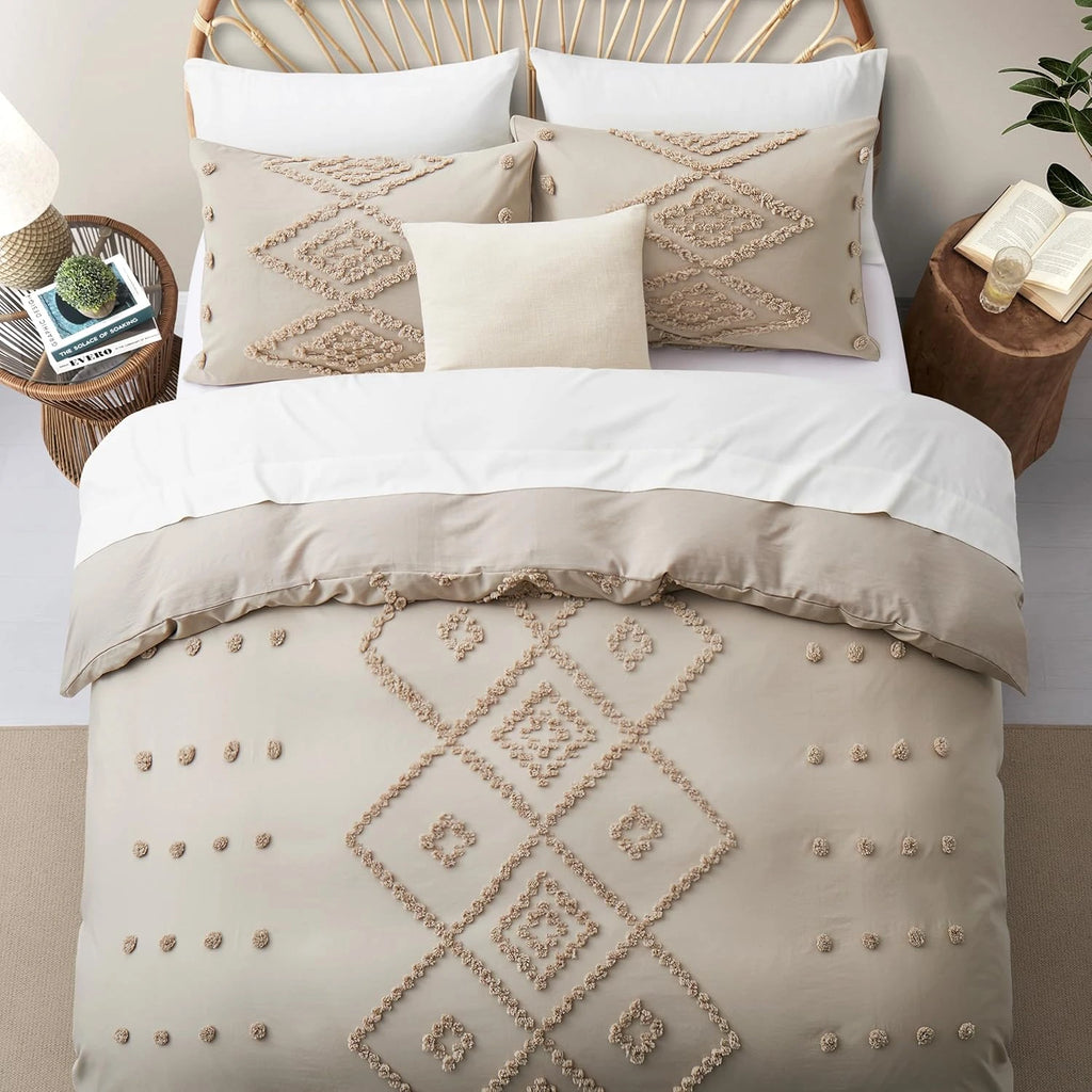 Oli Anderson Tufted Boho Embroidery Duvet Cover Set - 3 Piece