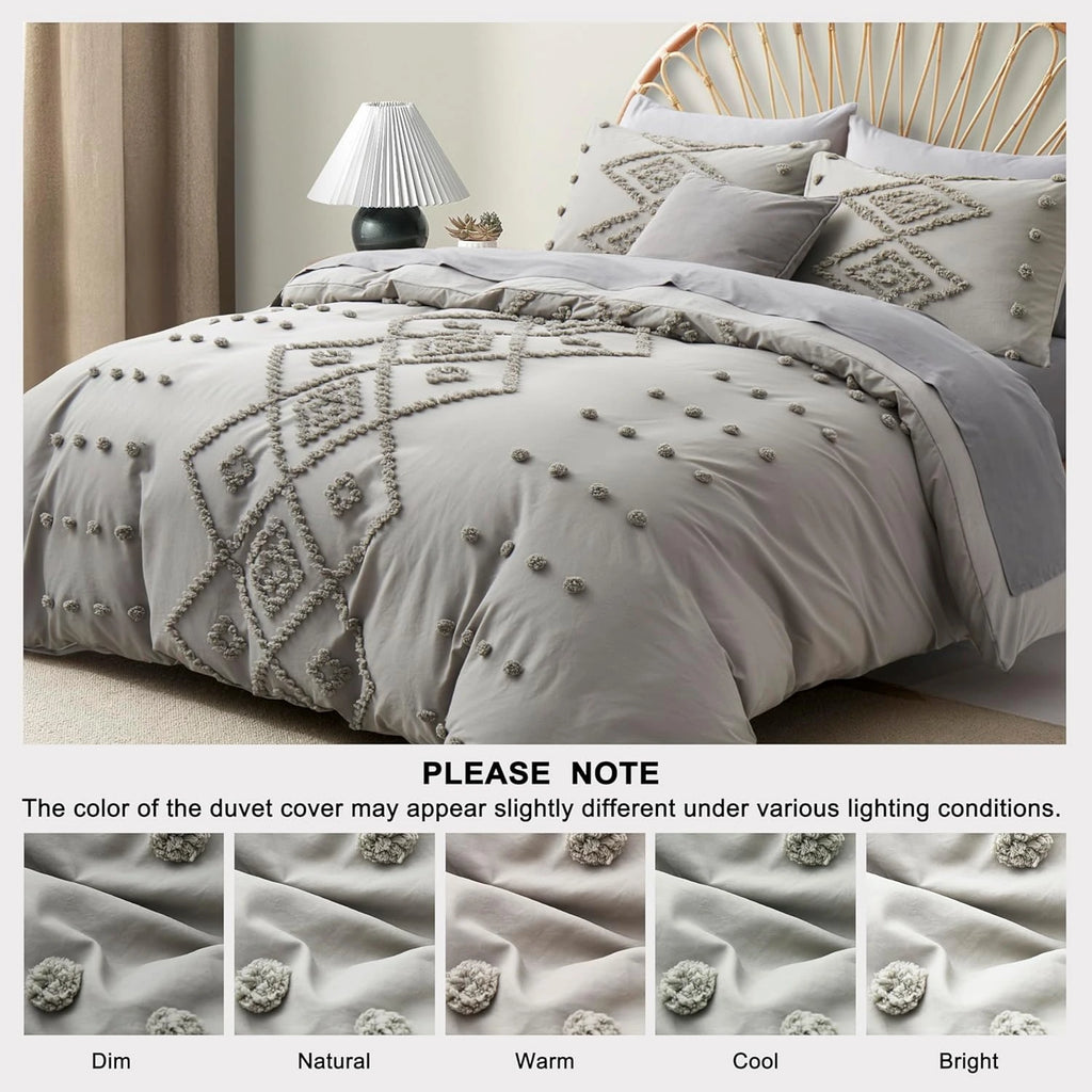 Oli Anderson Tufted Boho Embroidery Duvet Cover Set - 3 Piece