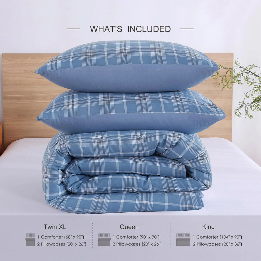 Oli Anderson Reversible Fluffy Checkered Comforter Set - 3 Piece