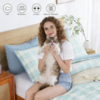 Oli Anderson Reversible Fluffy Checkered Comforter Set - 3 Piece
