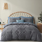 Oli Anderson Tufted Boho Embroidery Duvet Cover Set - 3 Piece