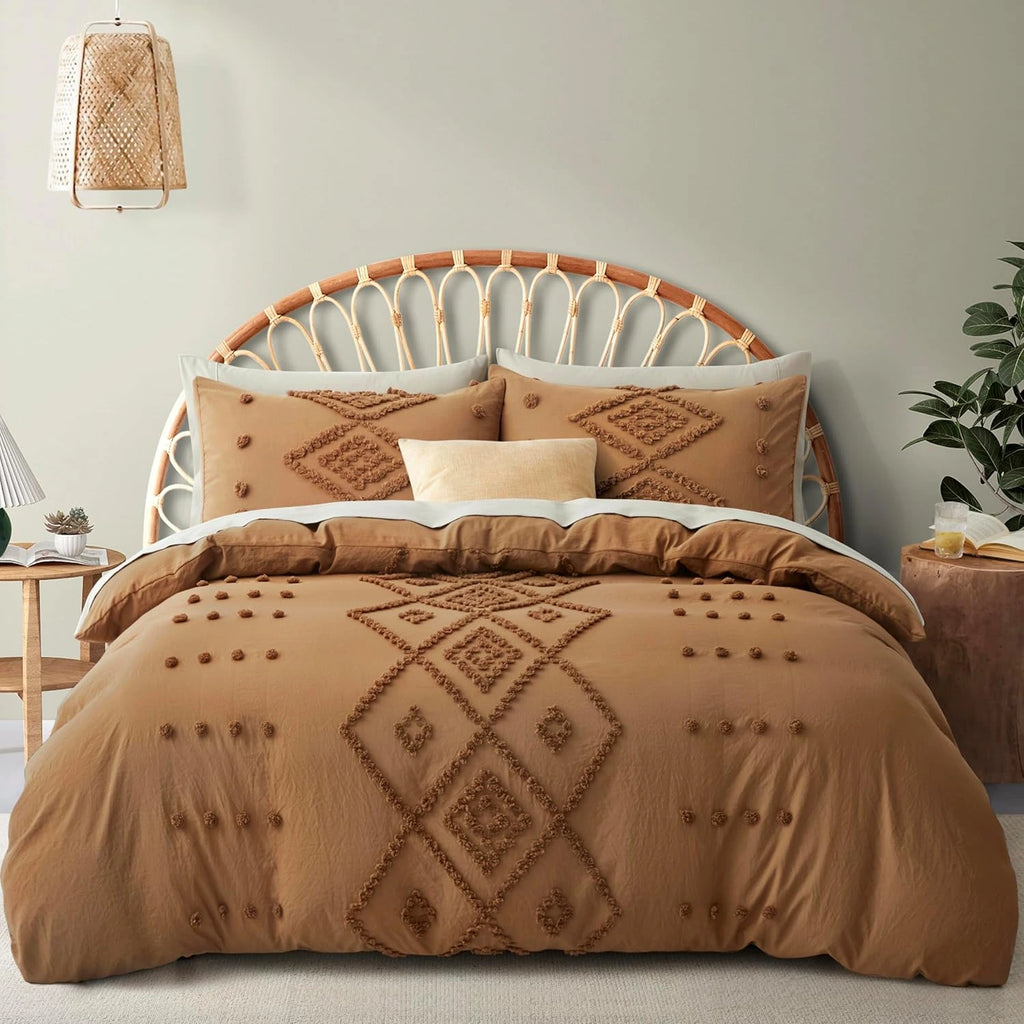 Oli Anderson Tufted Boho Embroidery Duvet Cover Set - 3 Piece