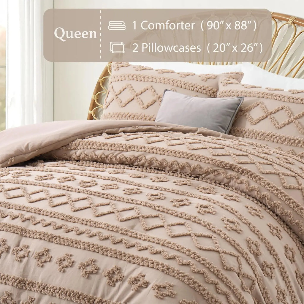 Oli Anderson Tufted Boho Fluffy Comforter Set - 3 Piece