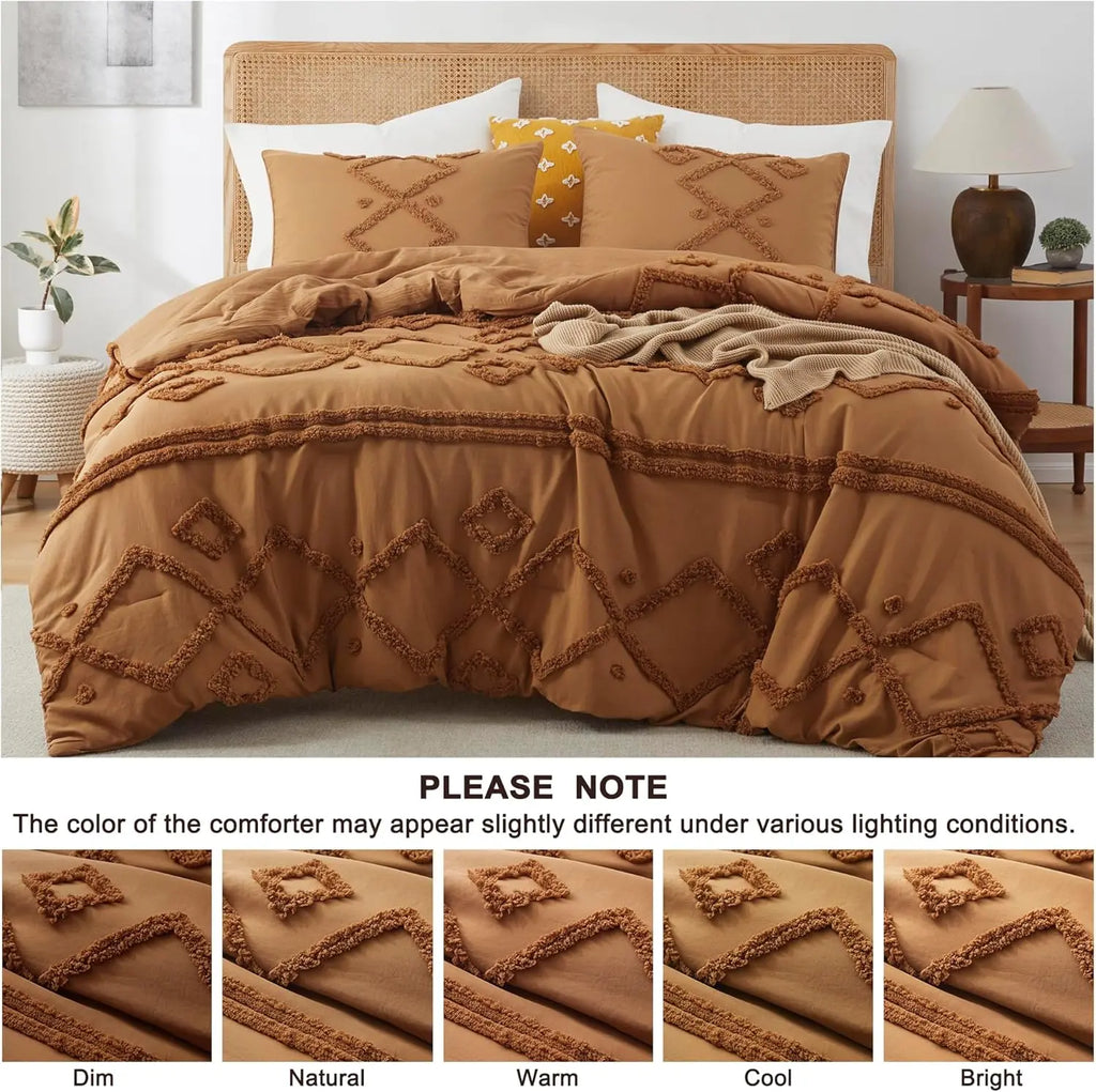 Oli Anderson Tufted Boho Fluffy Comforter Set - 3 Piece