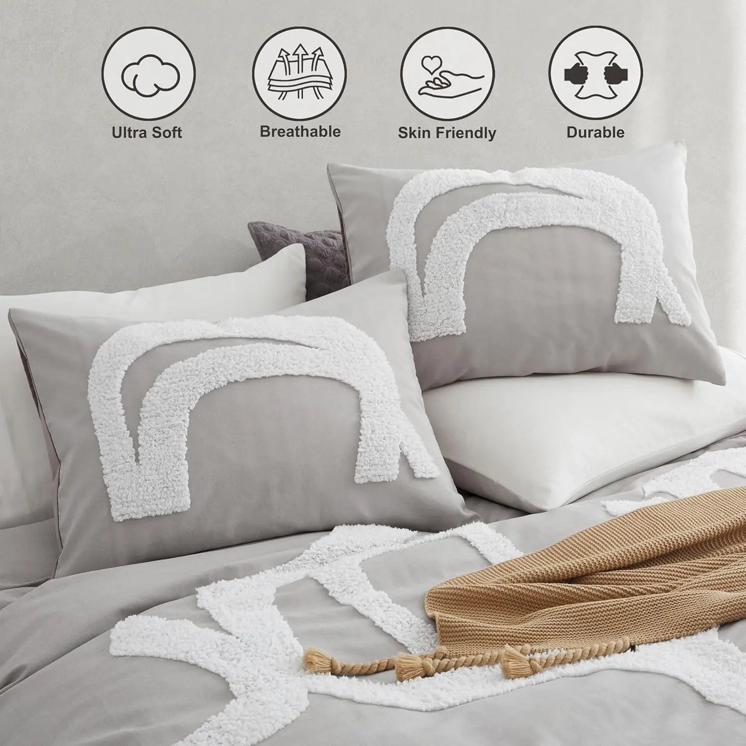 Oli Anderson Tufted Boho Jacquard Duvet Cover Set - 3 Piece