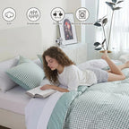 Oli Anderson Reversible Fluffy Checkered Comforter Set - 3 Piece