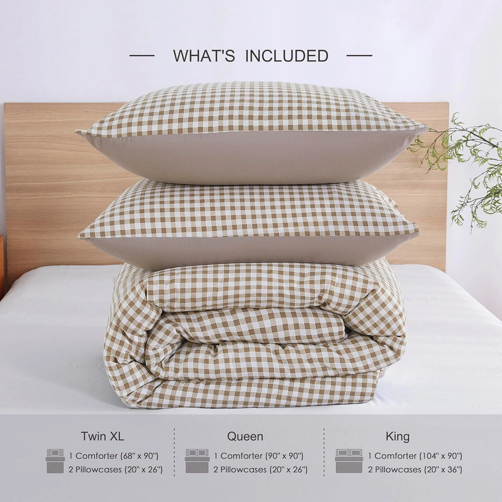 Oli Anderson Reversible Fluffy Checkered Comforter Set - 3 Piece