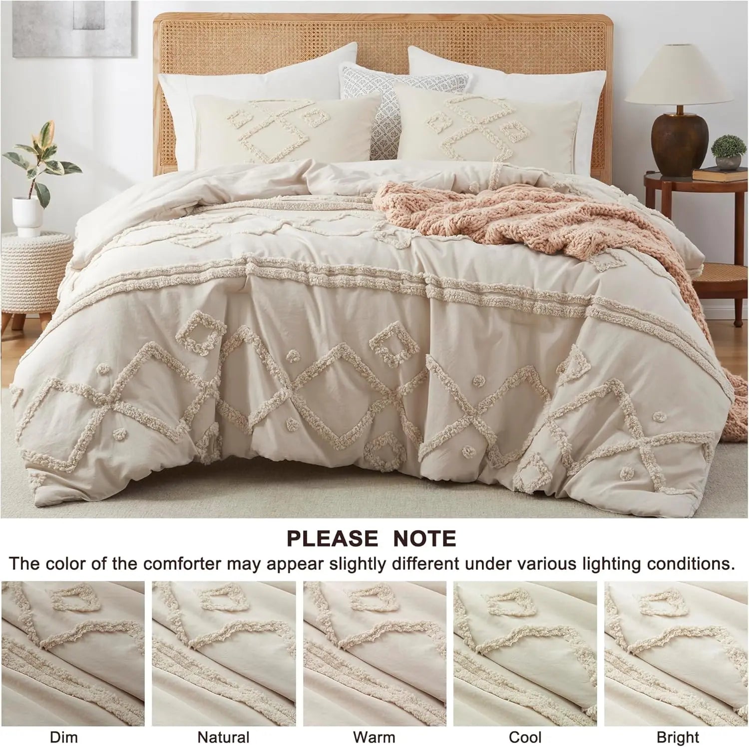 Oli Anderson Tufted Boho Fluffy Comforter Set - 3 Piece