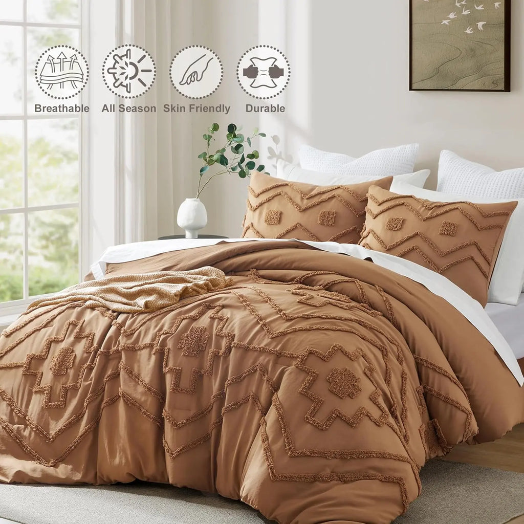 Oli Anderson Boho Tufted Jacquard Comforter Set - 3 Piece