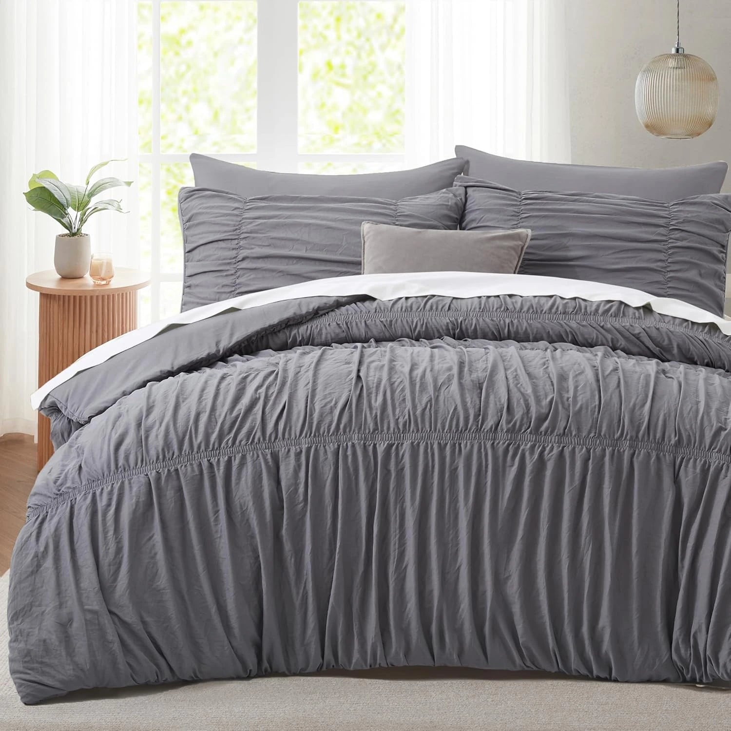 Oli Anderson Ruched Fluffy Comforter Set - 5 Piece