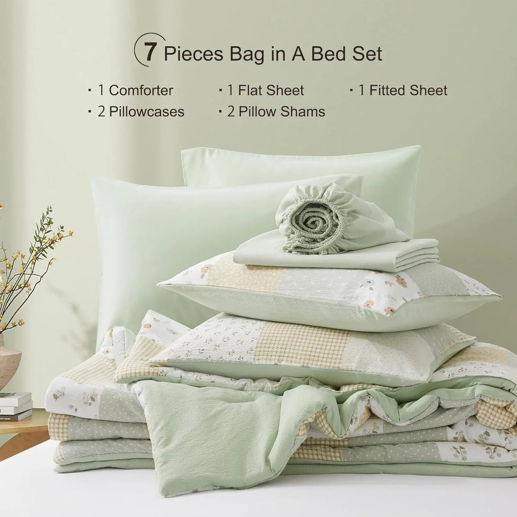 Oli Anderson Seersucker Floral Comforter Set - 7 Piece