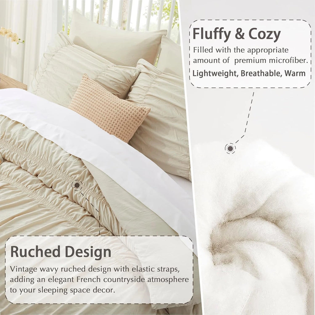 Oli Anderson Ruched Fluffy Comforter Set - 5 Piece