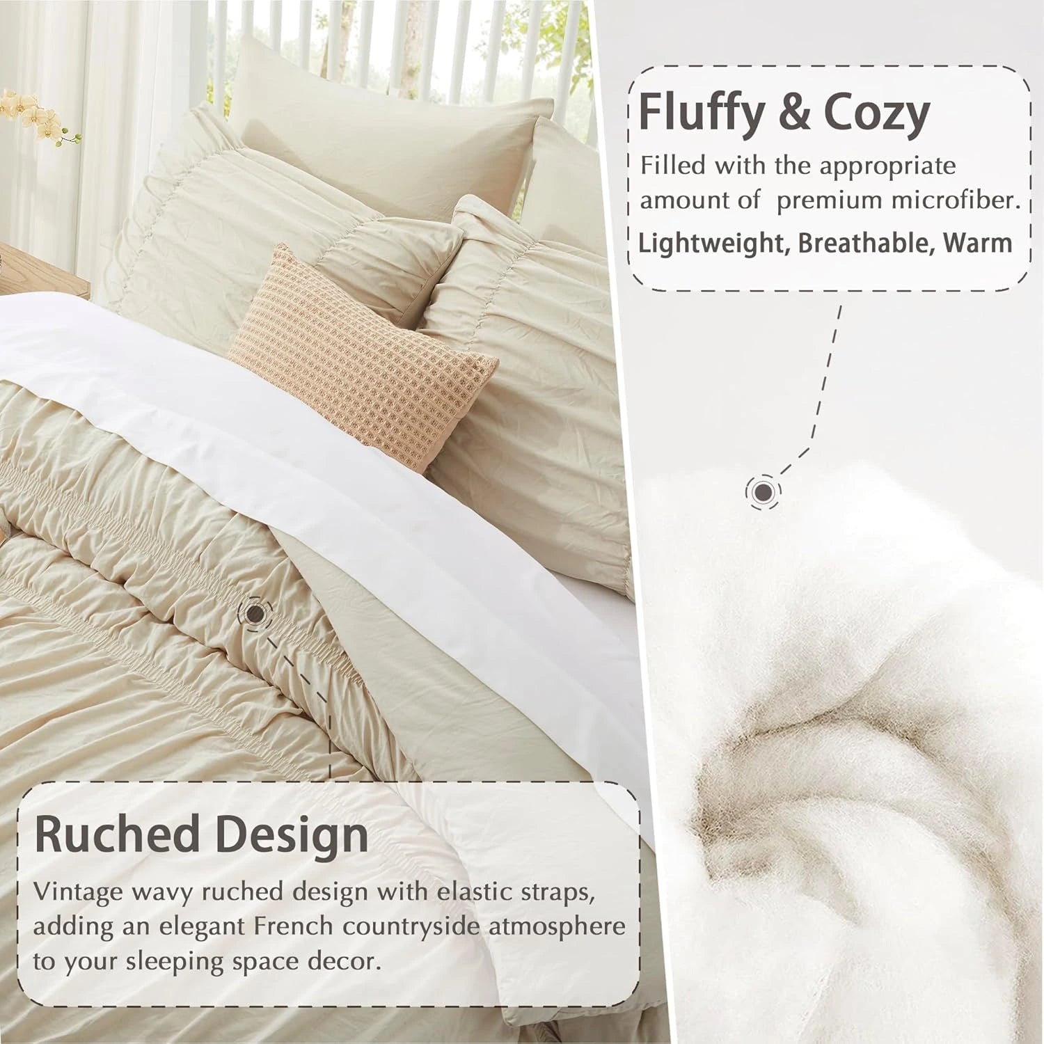 Oli Anderson Ruched Fluffy Comforter Set - 5 Piece