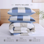 Oli Anderson Reversible Fluffy Checkered Comforter Set - 3 Piece