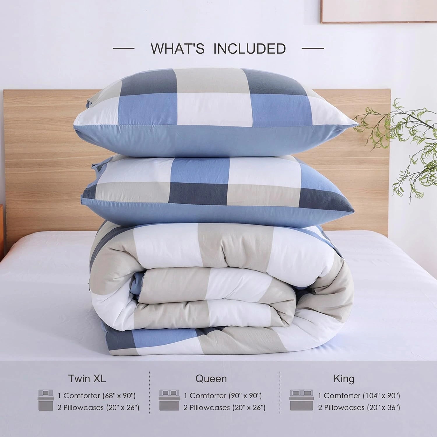 Oli Anderson Reversible Fluffy Checkered Comforter Set - 3 Piece