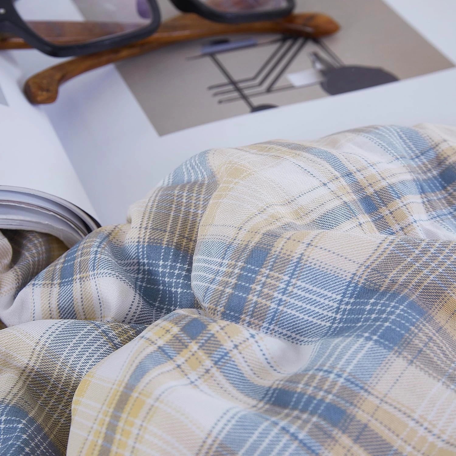 Oli Anderson Reversible Fluffy Checkered Comforter Set - 3 Piece